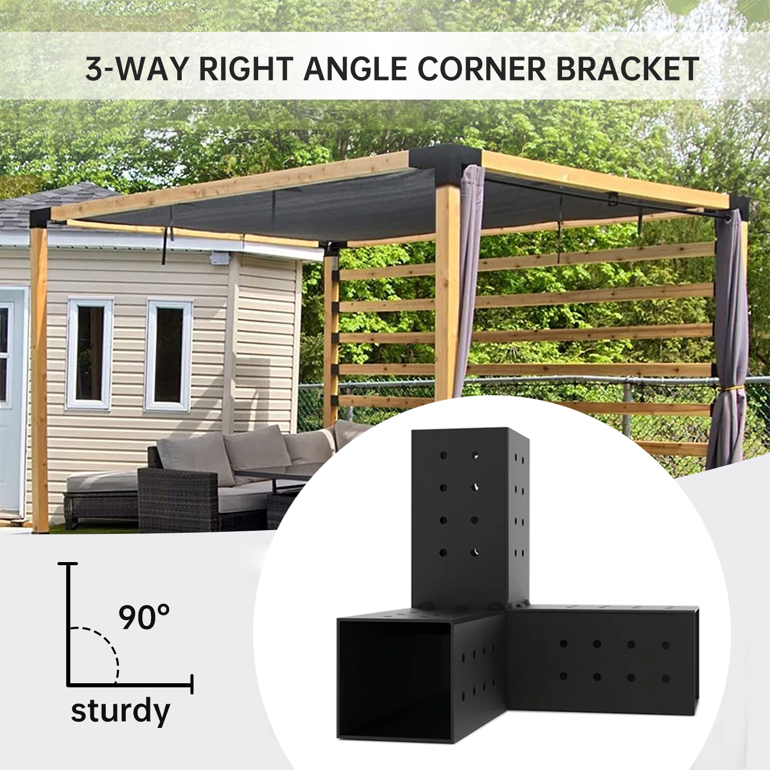 4x4 Pergola Bracket Kit – Heavy-Duty Steel, Rust-Resistant, Easy DIY Installation 