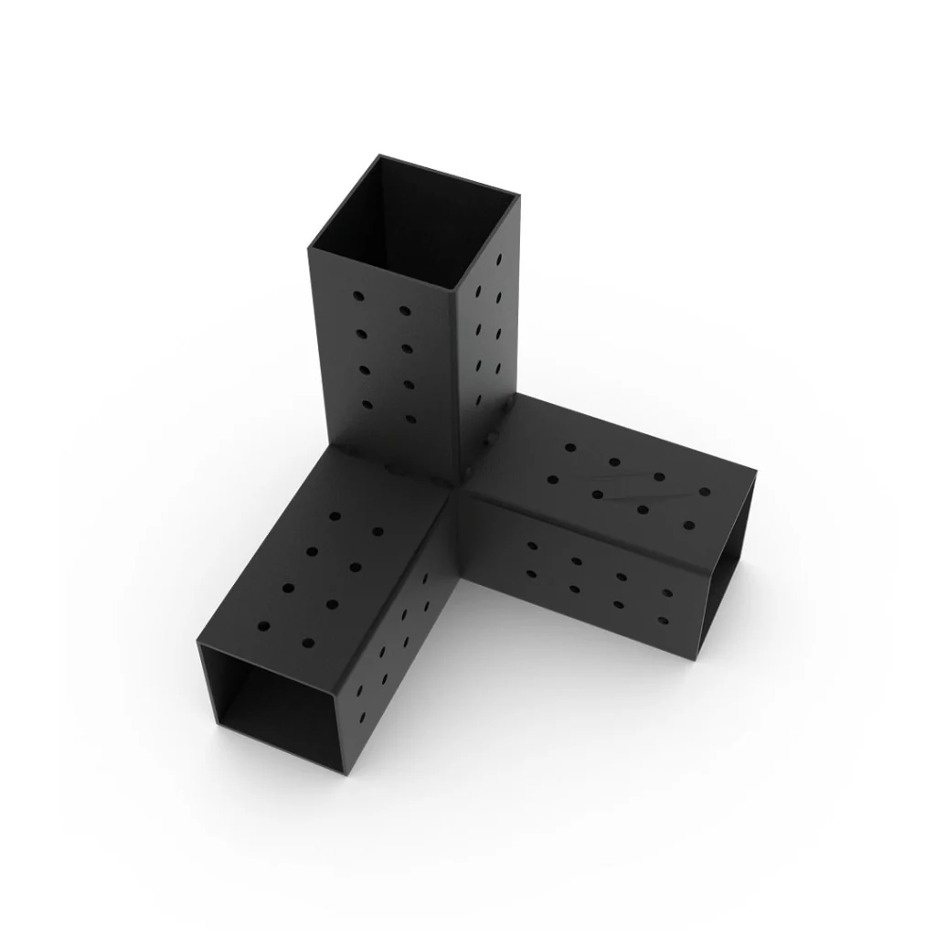 4x4 Three-Way Pergola Bracket | Durable Carbon Steel Connector for Outdoor Structures