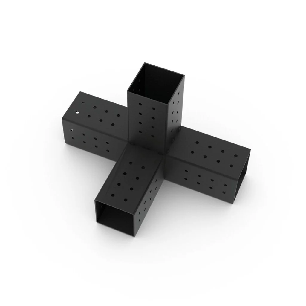 4x4 Four-Way Pergola Bracket | Strong Carbon Steel Corner Connector | Custom Sizes Available