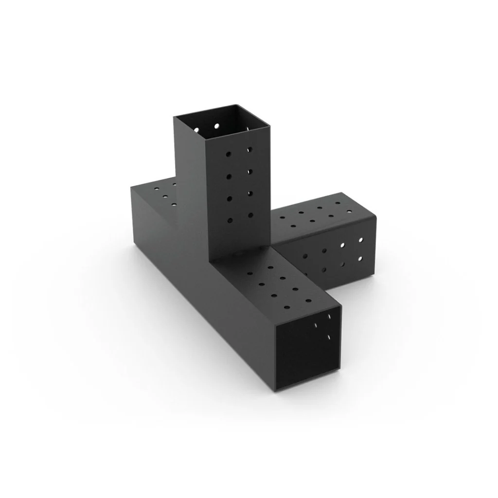4x4 Four-Way Pergola Bracket | Strong Carbon Steel Corner Connector | Custom Sizes Available