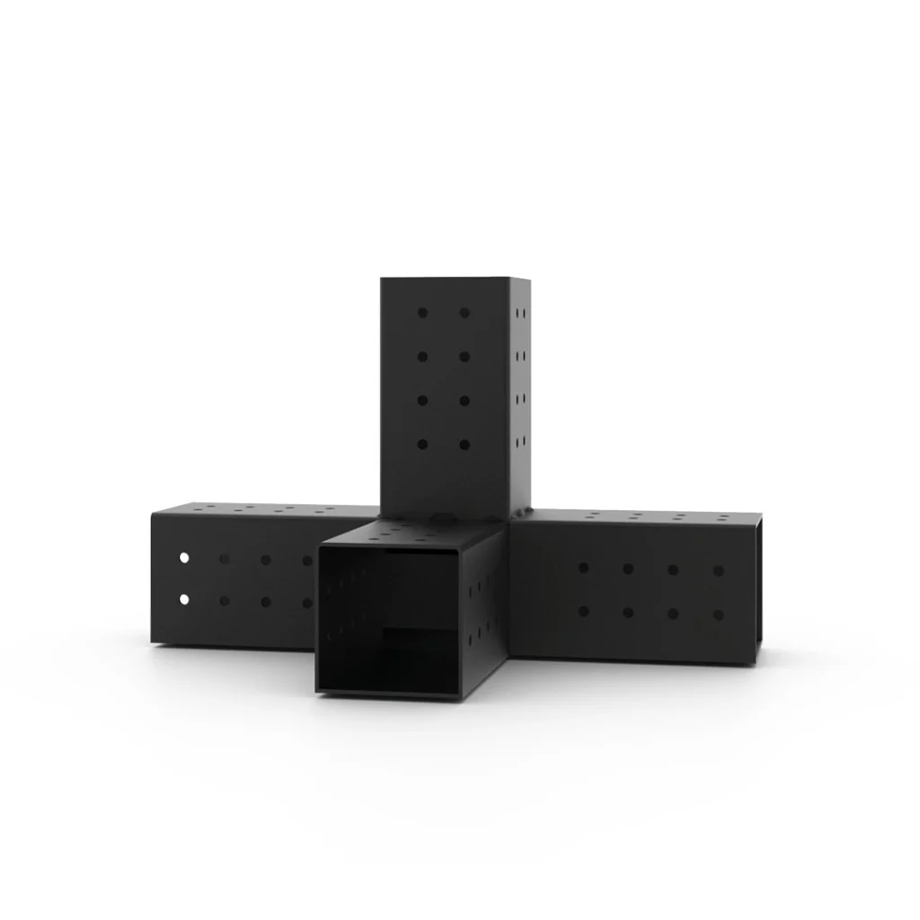 4x4 Four-Way Pergola Bracket | Strong Carbon Steel Corner Connector | Custom Sizes Available