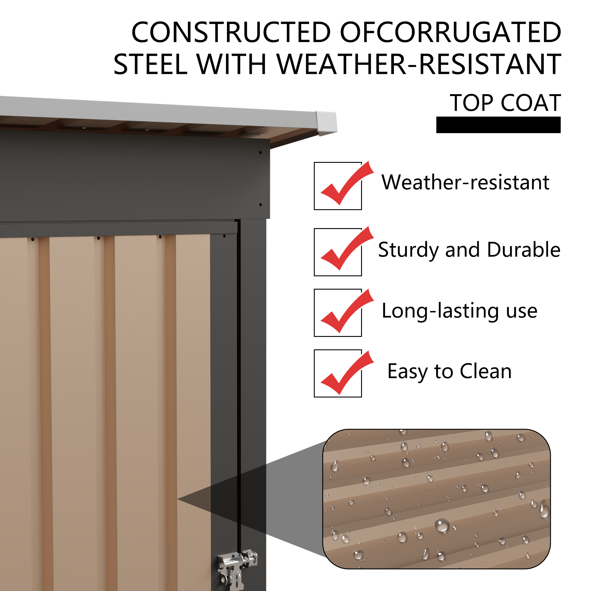 Outdoor Garden Storage Shed Waterproof Metal Tool House for Backyard